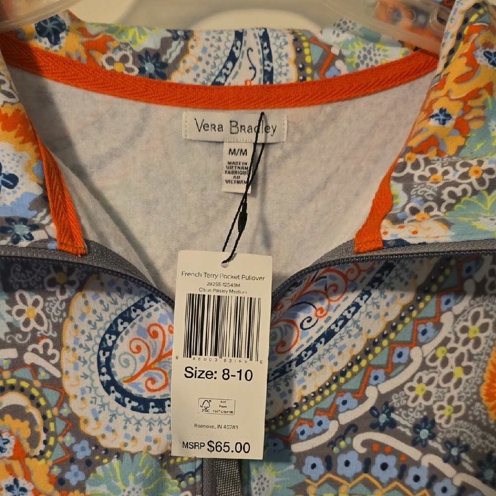 Vera Bradley Women's French Terry Pocket Pullover. Size Medium. NWT. - Picture 2 of 11